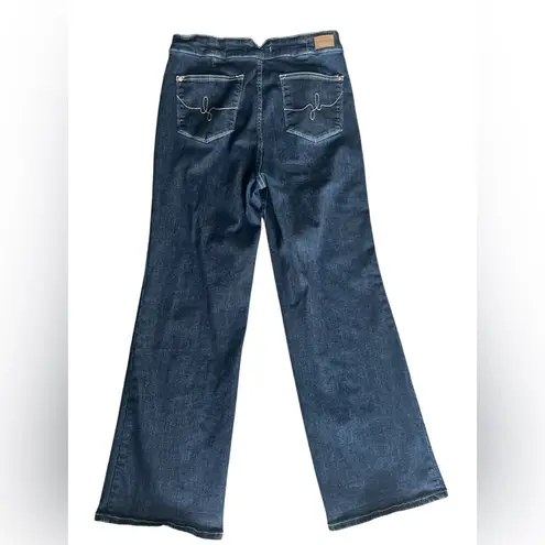 Judy Blue Rinse Wash Geometric Waistband and Pocket Embroidery Wide Leg Size 32