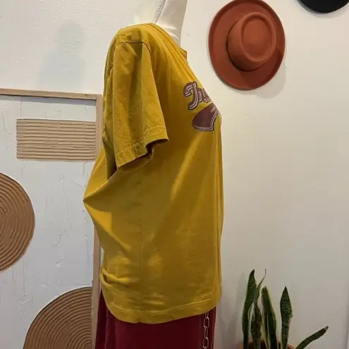 True Religion  Golden Yellow Retro Buddha Graphic Short Sleeve Heritage Crew Tee