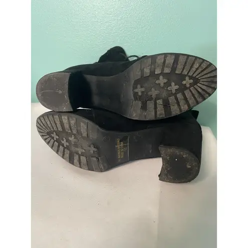 Women's Size 10 Black Suede Chunky Platform Punk Festival Combat Boots