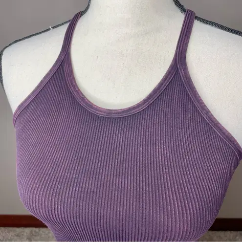 Free People Movement Happiness Runs Ribbed Crop Tank Top XS/S Purple Burgundy Size undefined