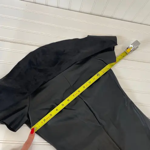 Mango  Black Vegan Leather Off the Shoulder Ruffle Mini Bodycon Dress Size S