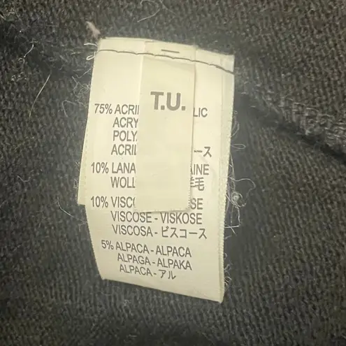 Juice Black Open Front Longline Cardigan Sweater Italian Alpaca Wool Size TU OS Black