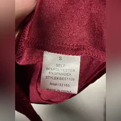 Naked Wardrobe Maroon Burgundy Velvet Long Sleeve Mini Dress Small