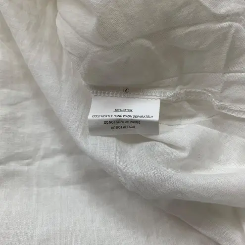 INDIKAH by Angel Biba White Ruffled Lace-Up Dress With Sleeves XS