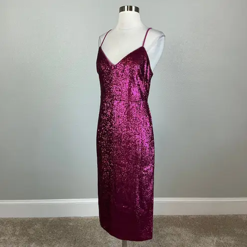 Donna Karan Sequined Sleeveless Midi Sheath Colorful Pink Size 8 Sleeveless