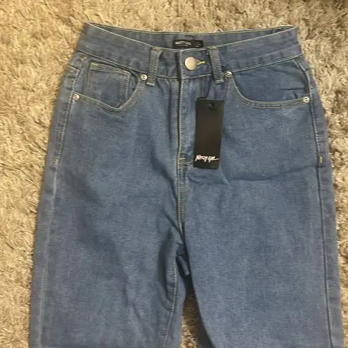 Nasty Gal  Distressed Knee High Waisted Mom Jeans new