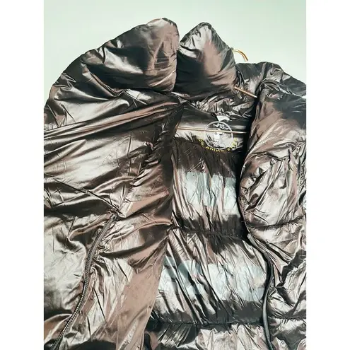 SAVE THE DUCK Ishya Puffer Black Brown Copper Moto Quilted Coat Jacket Size S