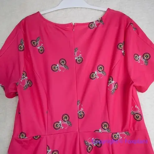 Unique Vintage X GB Sunflower Bikes Pink Fit-And-Flare Dress, size 1X