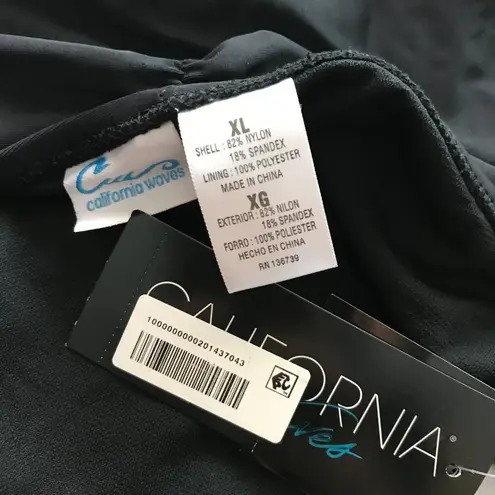 California Waves Solid Ruffle Side Black Bikini Bottoms NWT XL - Image 6