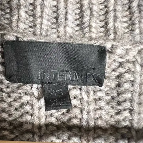 Intermix Gray Brown Carlyle Oversized Cable Knit Wool Cardigan Sweater Size S