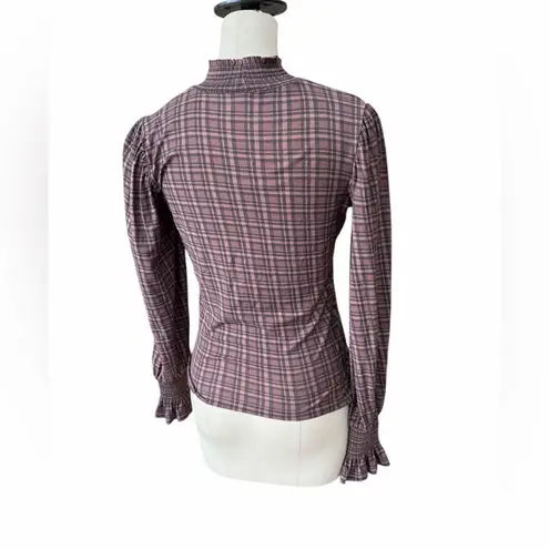 Nation Ltd Nation Prim and Proper Plaid High-Neck Women's Top size xs
