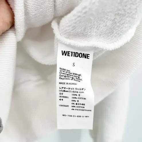 We11done Unisex Streetwear Graffiti Patch Graphic Crewneck Sweatshirt Size S White