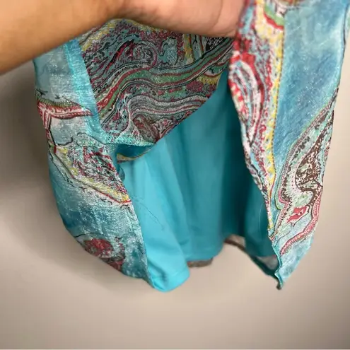 Adiva Womens Size S Sheer Chiffon Paisley Fairy Boho Halter Whimsical‎ Top Blue