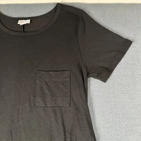 LuLaRoe  Womens Small Solid Black Carly Short Sleeve High Low T-shirt Dress