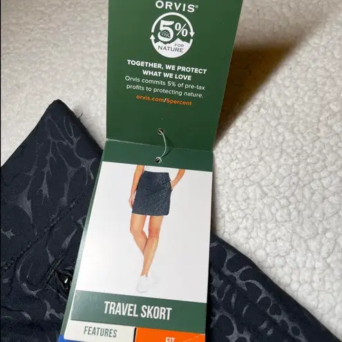 Orvis NWT! Women's Black Rose Embossed Floral Print Pull-On Travel Skort Size L
