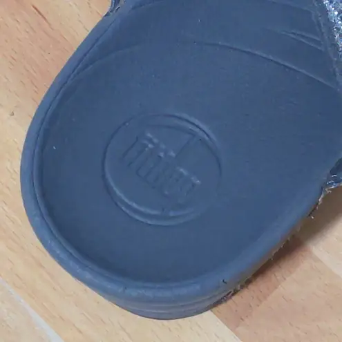 FitFlop Silver Lulu Superglitz Sandals Thong Flip Flop Sequins - Size 8