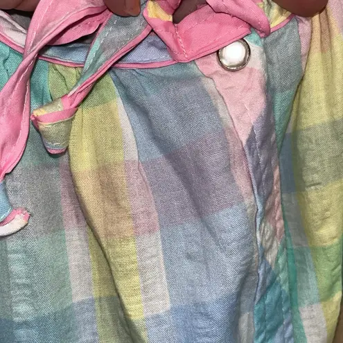 Vintage Pastel Plaid Floral Embroidered Nightgown Size undefined