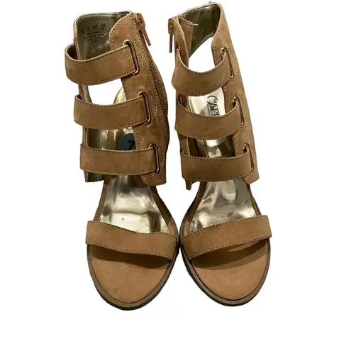 Carlos Santana Tan Jojo Block Heel Sandals sz 7