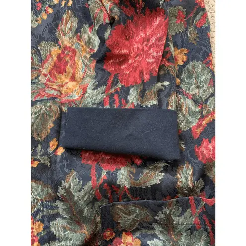 Vintage 90s SL Petites Floral Tapestry Blazer Jacket Burgundy Open Front Pocket Red Size 10