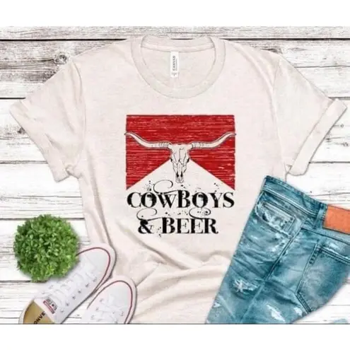 Emory Rose Cowboys & Beer Tshirt Top Sz XL Extra Large NWT Womens