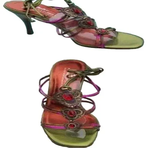 Donald Pliner Copper Metallic Copper Leather Shoe Sandal New Gem Stone $265 NWT