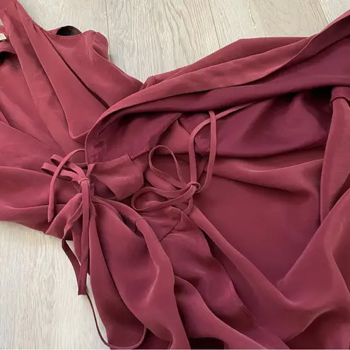 Transition State Dress silk midi wrap womens Red (small) formal going out chic