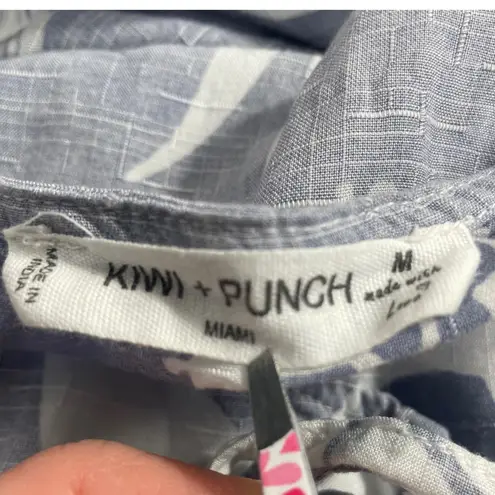 KIWI + PUNCH Miami Women's Floral Babydoll Dress Size M Blue White Tiered Size M