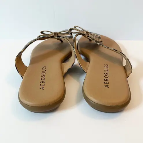 Aerosoles Leopard Cassville Bow Thong Sandals Comfort Flats Slip On Shoes Size 7