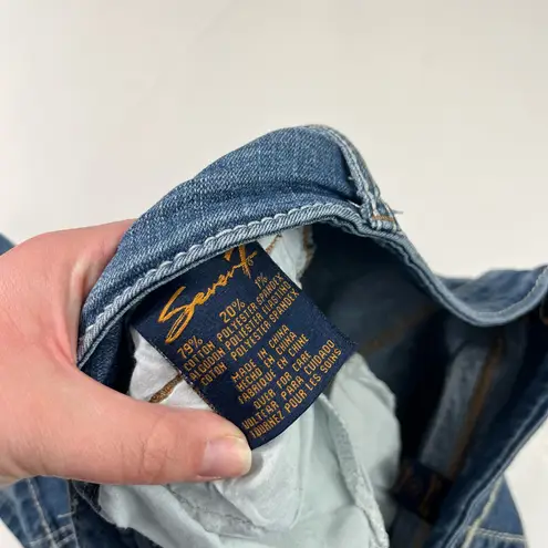 Seven 7 Jeans Seven7 Stretch Denim Chunky Y2K Embellished Stitch Bermuda Length Shorts Size 6