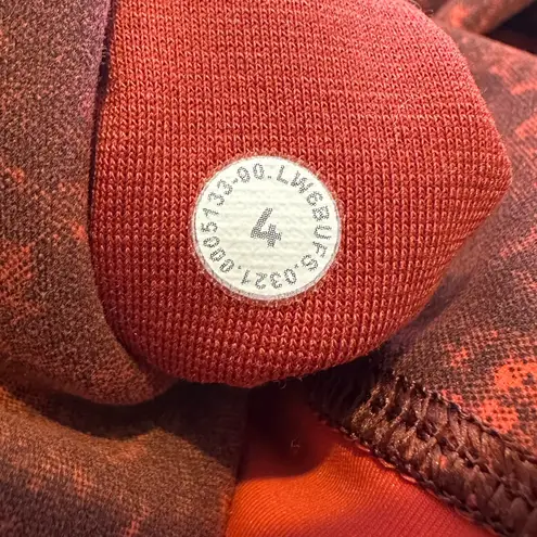 Lululemon  Wunder Train High-Rise Crop 23" Denim Wash Print Autumn Red Black