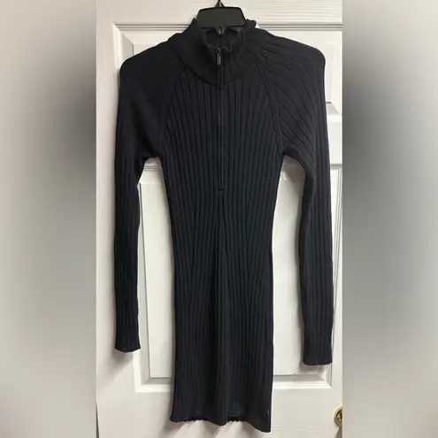 Pilcro Anthropologie Fitted Quarter Zip Sweater Dress Size XL Black