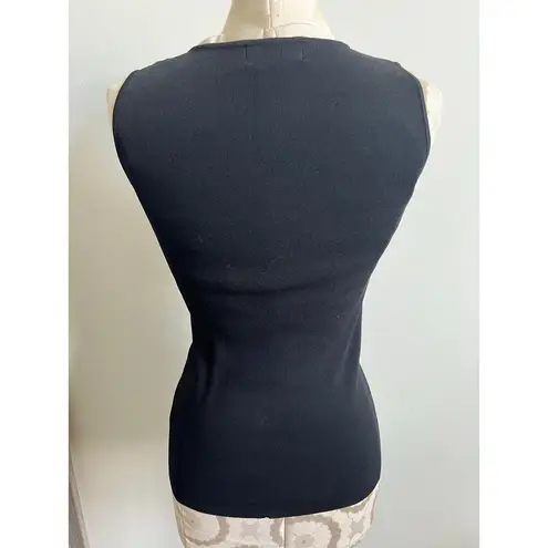 Berek2 Embellished Bead Fitted Knit Sweater Tank Top Medium Black