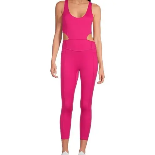 Free People  MOVEMENT‎ Back It Up Onesie Hot Pink NWOT Size S Open Back Athletic