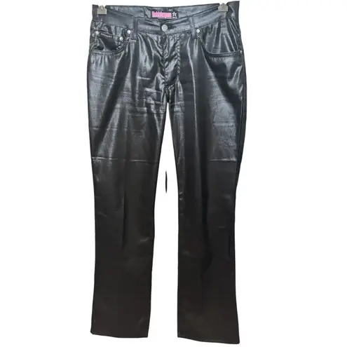 Bubblegum Vintage Flare Shiny Black Polyester Pants Bootcut Bottoms USA Sz 5/6