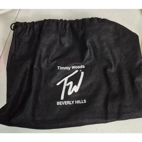 Signed Timmy Woods Acacia Wood Leopard Print Purse With Beaded Strap NWOT Brown