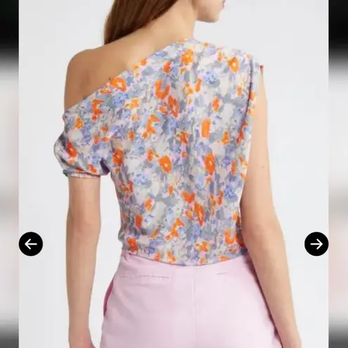 Open Edit White Fitted Asymmetrical Puff Sleeve Blouse