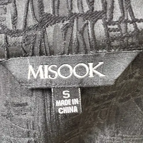 Misook Women Black Textured Blazer Jacket L Stretch Knit Open Front Lightweight