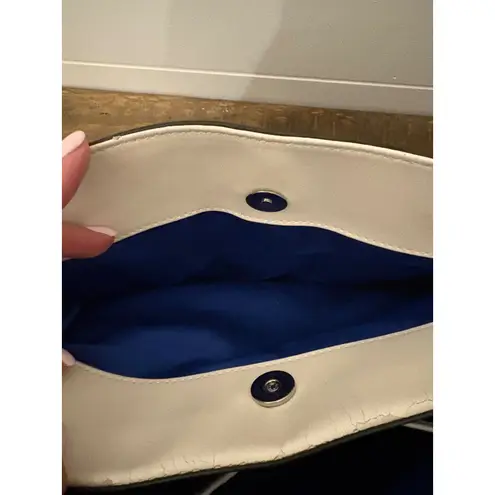 Charles Jourdan Karida Handbag Black & White w/ Blue lining Designer Purse