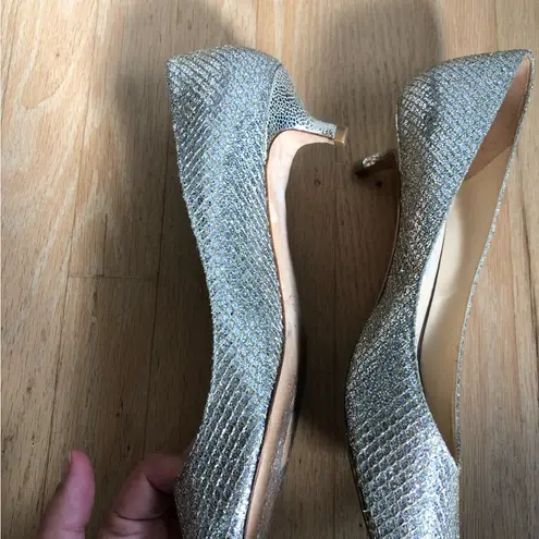 Jimmy Choo  heels/kitten heels size 42 metallic silver new years festive holiday