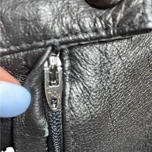 70s Vintage Leathercare Process Black Leather Midi Skirt Medium