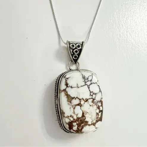 Wild Horse Turquoise 925 Silver Plated Necklace Native American Jewelry