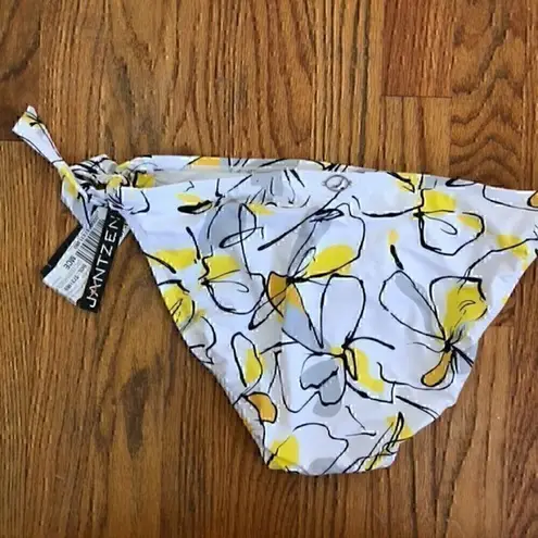 Jantzen NEW NWT  White Yellow Gray Black Floral Tie Knot Y2K Bikini BOTTOM 12