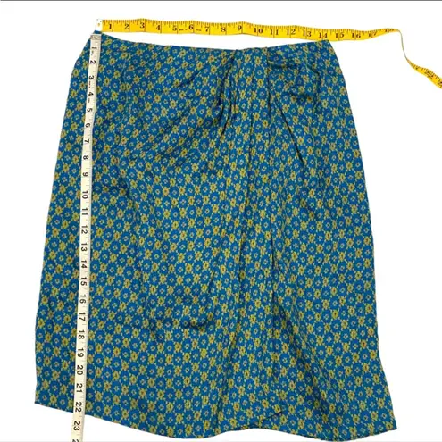 Vintage Skirt Top Set Silk Medium Petite 2 piece Cocktail Party PM 12P 80s 40s Blue