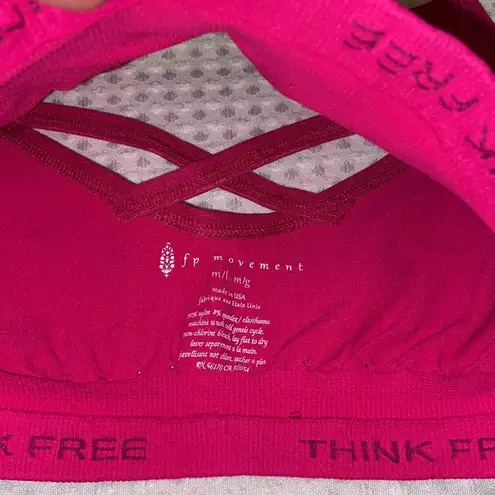 Free People NEW Set!  Crop Tank Top Sports Bra & Legging Hot Barbie Pink Size M/L