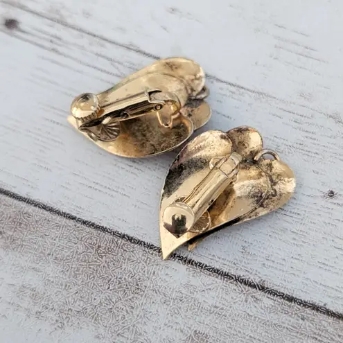 Vintage Clip On Earrings Leaf Duo