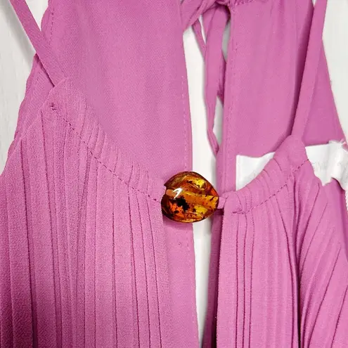 NWT Jonathan Simkhai Carli Plissé Halter Midi