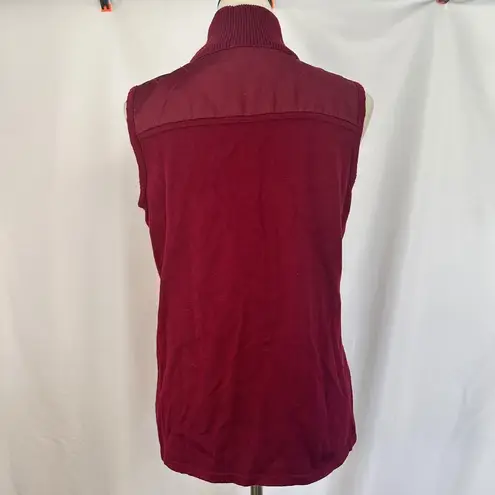 Susan Graver Quilted Vest Sleeveless Puffer Padded Gold Zip Burgundy Women Small
