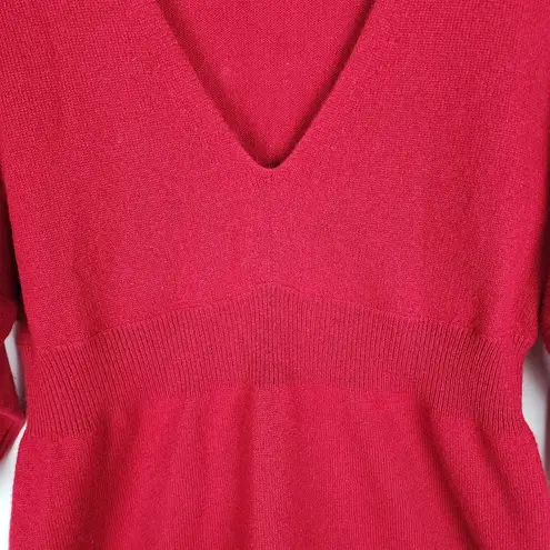 Lord & Taylor Red Cashmere Sweater V Neck Empire Waist Size M Size M