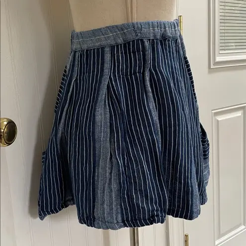 Ace & Jig Linen Cotton Blend Striped Pull-On Mini Skirt Blue White Size XS