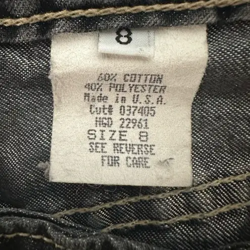 Arden B . Women's Waxed Shimmery Black Jeans Lightly Distressed Boot Cut Size 8